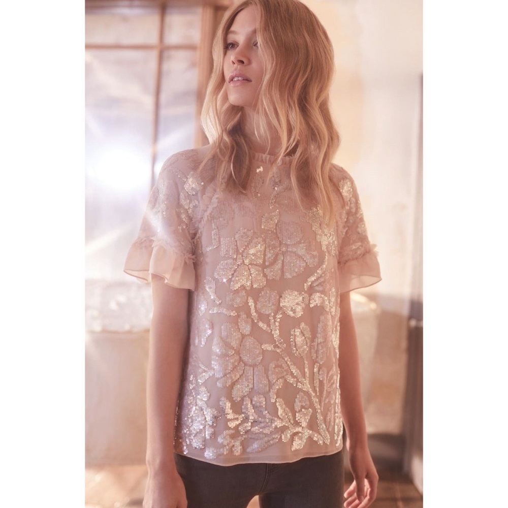 Needle & Thread Floral Gloss Ruffle Tulle Sequined